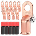 AIRIC 10 PCS UL Listed 2/0 AWG - 3/8" Battery Cable Lugs, Heat Shrink Ring Terminals End, Copper Cable Ends, Wiring Connector Terminal, Electrical Crimp Connectors, Wire Lug for 2/0 Gauge Wires