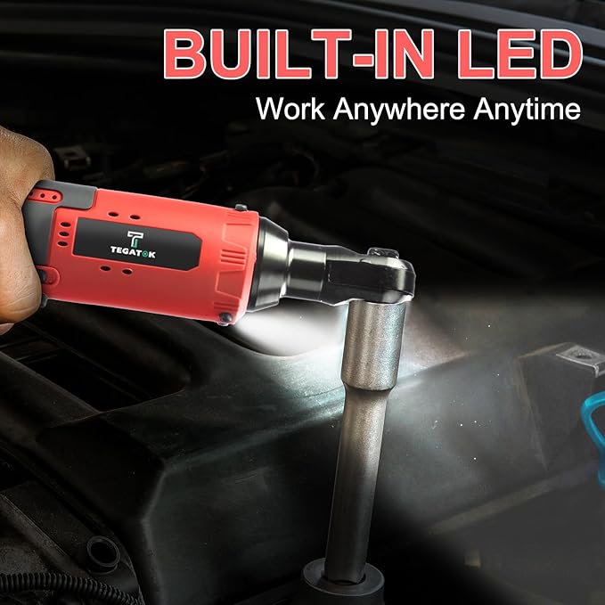 Cordless Electric Ratchet Wrench Set, 40FT-LBS (45N.m) 3/8" Electric Ratchet, 12V Cordless Ratchet Wrench, 2 x 2.0Ah Batteries Impact for Car Home, Red