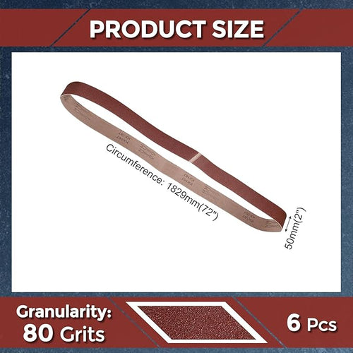 20 Pcs Sanding Belts 2 x 72 Inch 80 Grit Aluminum Oxide Abrasive Sandpaper for Belt Sander Metal Grinding Wood Working Weld Rust Removal