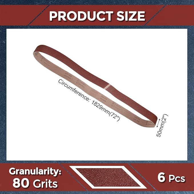 3 Pcs Sanding Belts 2 x 72 Inch 80 Grit Aluminum Oxide Abrasive Sandpaper for Belt Sander Metal Grinding Wood Working Weld Rust Removal