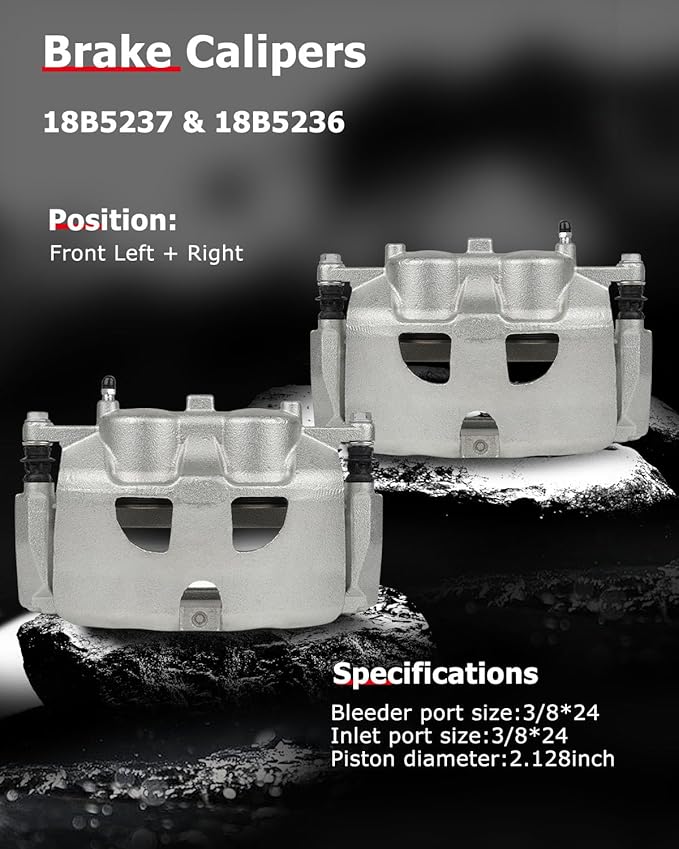 cciyu Front Left & Right Brake Calipers w/Bracket 18B5237 18B5236 2010-2021 For Ford For Expedition,2010-2011 For Ford For F-150,2010-2011 For Lincoln For Mark LT,2010-2021 For Lincoln For Navigator