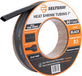 SELTERM 1" Black [50 Feet] Marine Grade Heat Shrink Tubing Roll, 3:1 Ratio Dual Wall Adhesive Lined Waterproof Heat Shrink Wrap Tube, for Battery Cable Lugs Wire Terminals Connectors