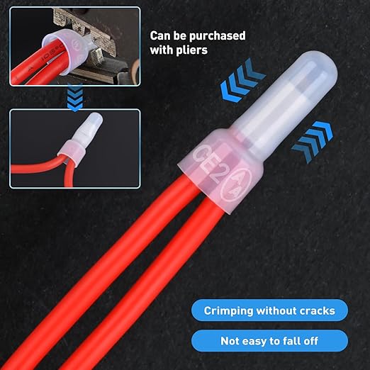 Nilight 300PCS CE2 Closed End Crimp Terminal 16-14 Gauge Nylon Insulated Closed End Wire Cap Wire Connectors Crimp Cap Terminals Connectors for Automotive Car Truck Boats Marine Electrical Wiring