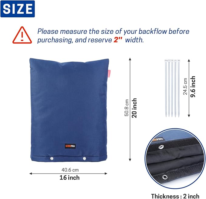 Backflow Preventer Insulation Cover-16”W x 20”H, 6 Layers Fabric Outdoor Pipe Insulation Cover with Aluminum Foil Layer Dupont Sorona Cotton, Backflow Cover for Winter Freeze Protection
