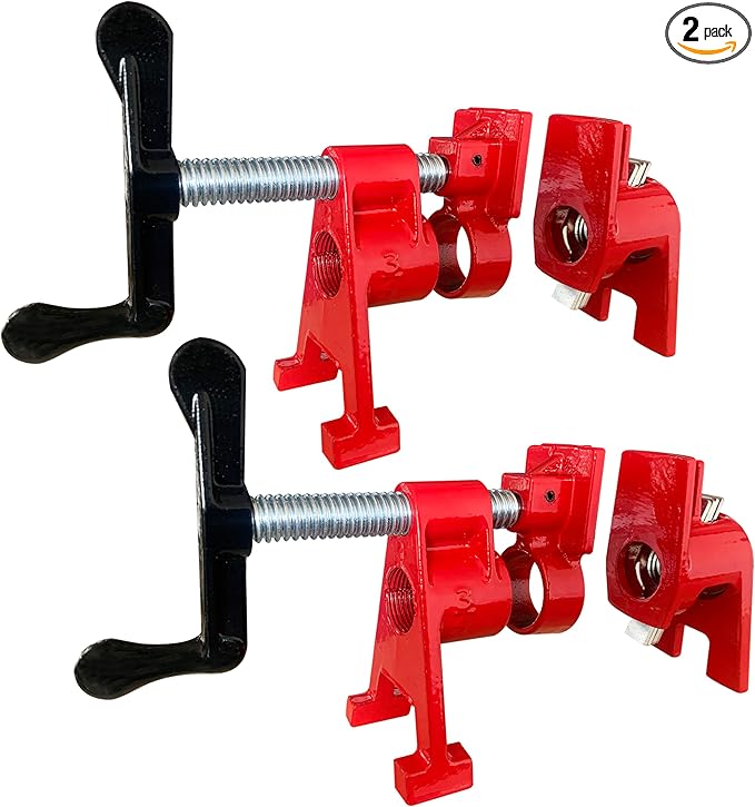 HimaPro 2-Pack 3/4 Inch H-Style Professional Pipe Clamp Set - Designed For Woodworking, Carpentry, Home Improvement, and DIY Jobs
