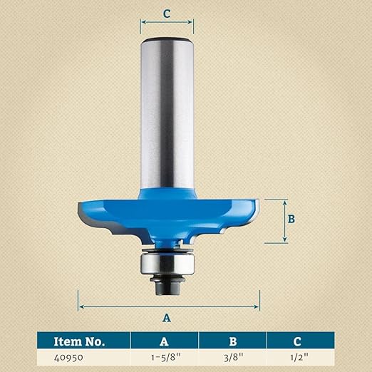 Decorative Ogee Router Bit, ½” Shank – Durable Router Edge Guide for Enhancing Doors & Drawer Fronts - Decorative Edge Profiler w/ 600 Grit Diamond Wheel – Woodworking Tools for Cabinetry Projects