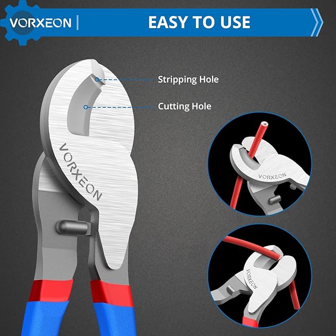 Cable Cutters 10 Inch Heavy Duty Wire Cutter High Leverage Cutter Tool Big Wire Cutters, Electrical cable cutters For Aluminum, Copper, Communications and Ethernet Cable