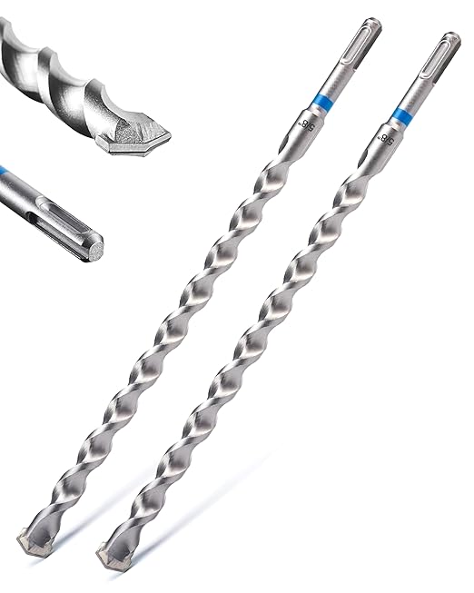toolant SDS Plus Rotary Hammer Drill Bits Set for 5/8" x12inch 2pcs,Carbide Tipped 2-Cutter for Concrete,Masonry and Brick
