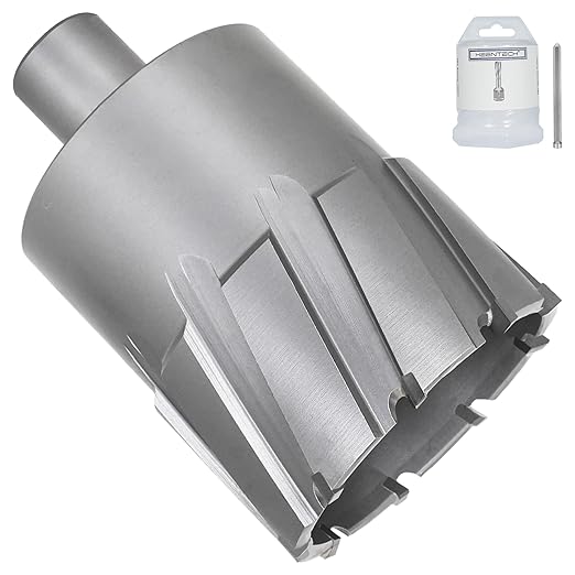KEENTECH Carbide-Tipped Annular Cutter, 2-1/4" Diameter x 2" Depth, 3/4" Weldon Shank (2 Flat), High Speed Cutting TCT Mag Drill Bit with Pilot Pin for Harder Material, Stainless Steel, Cast Iron
