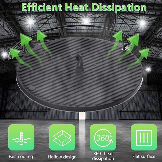 loyal LED High Bay Shop Lights: UFO Dimmable Commercial Lighting 6000K - for Warehouse Garage Workshop Gym,No Plug (500W, 6 Piece)