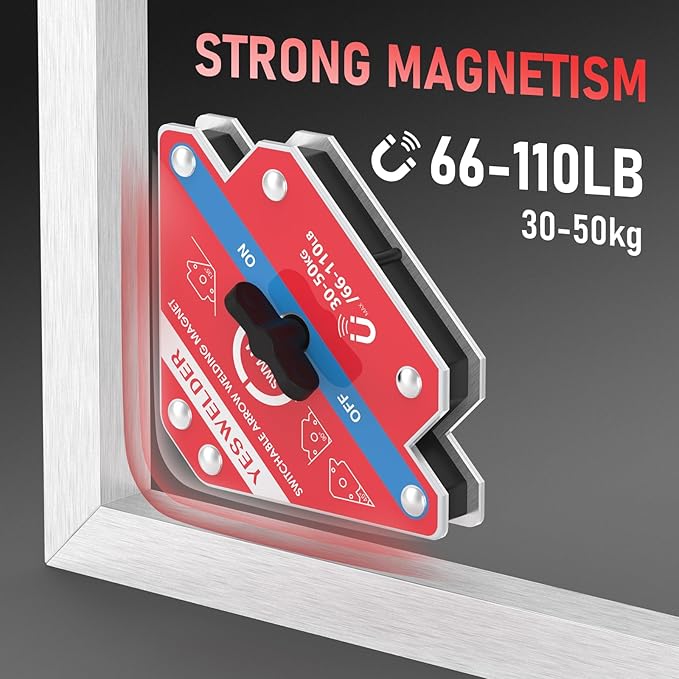 YESWELDER Switchable Arrow Welding Magnet 66-110LBs On/Off Switch Arrow Magnetic Welding Holder