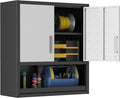 Garage Wall Cabinet Metal Storage Cabinet with Lock Wall Mounted Heavy Duty Steel Tool Cabinet with Doors and Shelf Hanging Cabinets for Garage Warehouse Bathroom Kitchen,Assembly Required