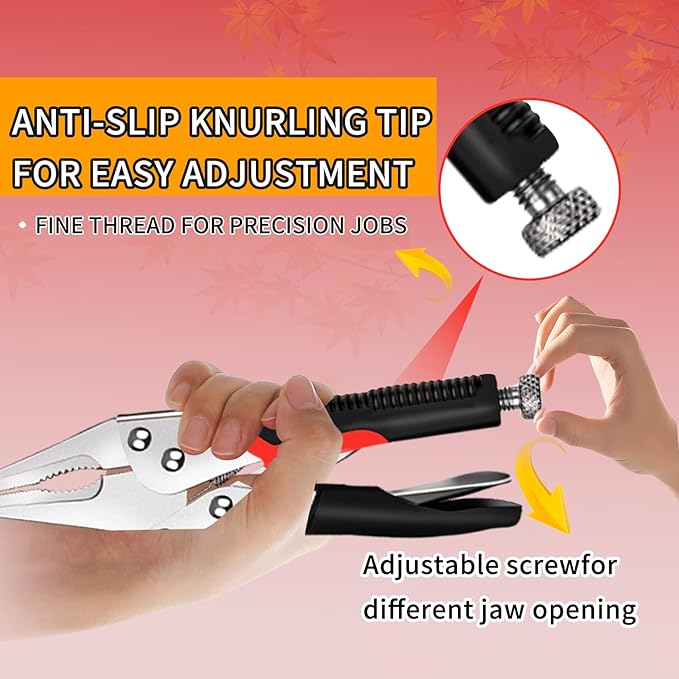 Locking Pliers Set, 6-Piece Vice Grips Pliers Set Long Nose 6-1/2”, 9-1/2” Curved Jaw 5” 7” 10” C-Clamp 6” Adjustable Screw