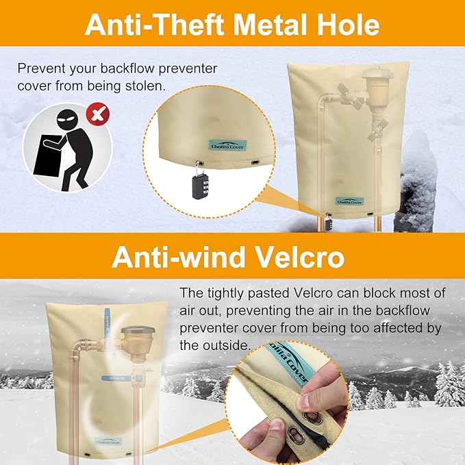Backflow Preventer Cover Insulated (5˚F) with Thicker 7 Layers Fabric - 24" W x 24" H with Aluminum Foil Backflow Cover for Winter Pipe Freeze Protection - Sprinkler Covers for Outside