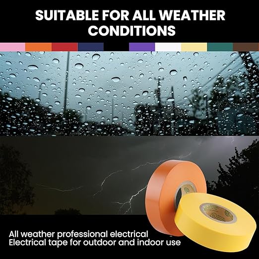 Lichamp 10-Pack Colored Electrical Tape Waterproof, 3/4 in x 66ft, Industrial Grade UL/CSA Listed High Temp Electrical Tape Colors Electric Super Vinyl, 1075C2