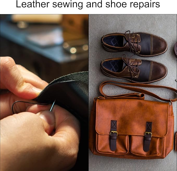 HARFINGTON Canvas Leather Sewing Awl Copper Handle for Shoe Repairing, DIY Handmade