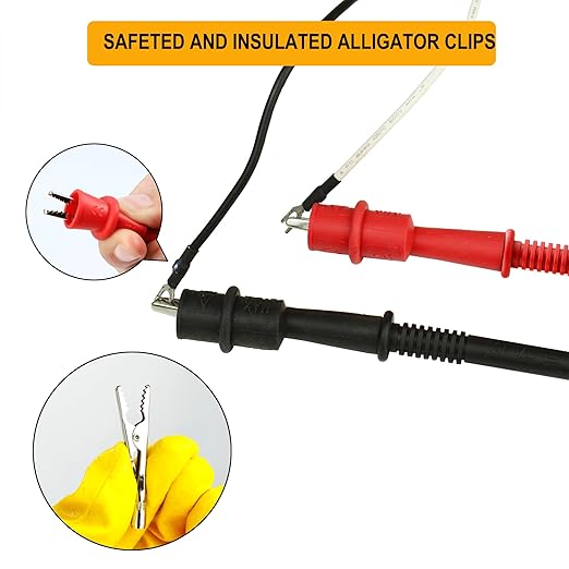 ZIBOO KIT-14 Test Lead Set,Compatible with Fluke Ideal Simpson mprobe/Fieldpiece/Extech/Digital Multimeter/Clamp Meter 4mm Banana Test Lead Probe Clip Substitute Klein Tools 69410
