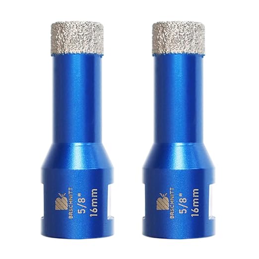 5/8 Inch Diamond Core Drill Bit for Porcelain Tile Ceramic Marble Granite Drilling,BRSCHNITT 2pcs Vacuum Brazed Diamond Hole Saw with 5/8-11 Thread (16mm 2pcs)