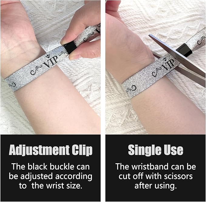 100 Colored Wristbands for Concerts & Parties - Lightweight, Disposable, Silver