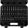 48-Piece 3/8" Drive Socket Set, SAE (5/16"-3/4") & Metric (8mm-22mm), Deep & Shallow Sockets, Extension Bars, 1/2" F to 3/8" M Reducer, Universal Joint, 6 Point Design