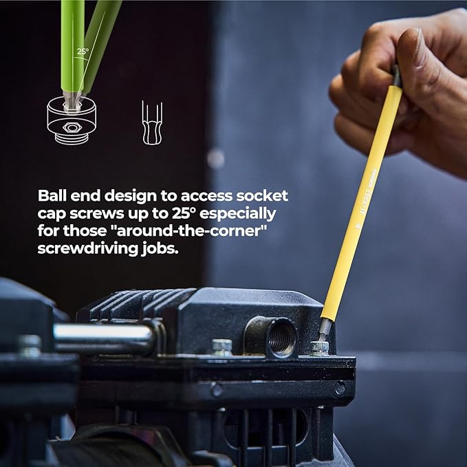 Allen Wrenches Sets 22pcs(Metric&SAE), Extra Long Arm Allen Key Set with Ball End, Crafted Hex Key Set with Color Coded Sleeves, Unique Patented Holder Design for Magnetizing and Demagnetizing
