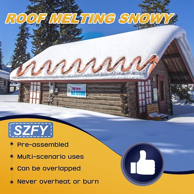 3FT~200FT Heat Tape for Water Pipes, -40°F Deicing Cable,Pipe Heat Cables for Roof,Gutter，Farm，Freeze Protetion Heating Wires, Heated Water Hose,Plumbing Fixtures,120V 5W/FT (15FT)