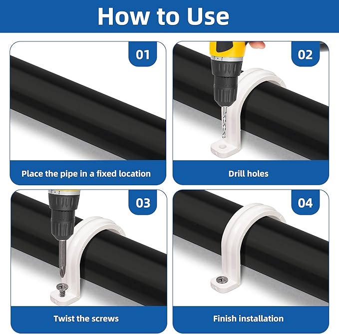 40 Set PVC conduit pipe strap clamps Φ32 MM - SCH 1 IN,Two Hole plastic pipe clips