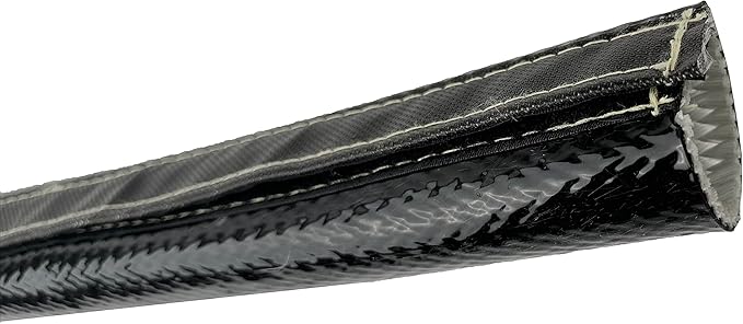 3/4 ID Fire Wrap 25" Length Heat Shielded Protection Sleeve Fire Thermo Armor Silicone Coated Fiberglass Hose 2 feet Length for Wires, Hoses, etc. (with Hook and Loop Closure)