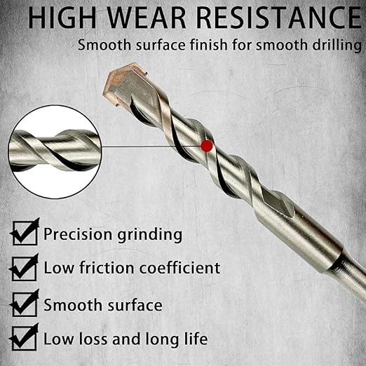 Direko SDS Plus Rotary Hammer Drill Bits 5-Piece Carbide-Tipped for Masonry，Concrete,Brick Granite etc (HD-A1/2 x12-5)