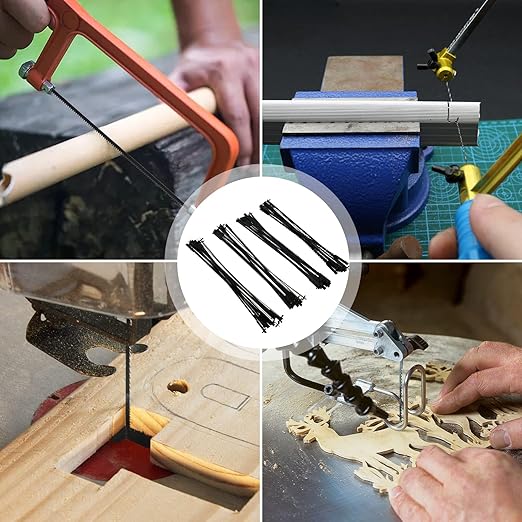 48pcs Scroll Saw Blade Set 5 Inch Pin End Scroll Saw Blades SK5 Carbon Steel Coping Saw Blade Jig Saw Blades Woodworking Tool for Wood Metal Plastic Cutting US(Black)