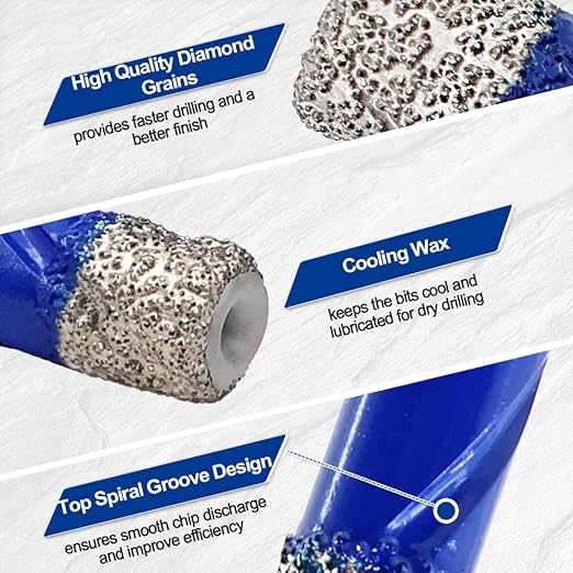SHDIATOOL Diamond Drill Core Bits,Tile Drilling Core Hole Saw Kit for Porcelain Marble Ceramic Granite with 1/4 Carbide Positioning Drill Bit 11pcs 6/6/6/8/10/12/20/25/28/32MM/25MM