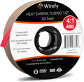 Wirefy 1/2" Heat Shrink Tubing - 4:1 Ratio - Adhesive Lined - Resistant Heat Shrink - 50 Feet Roll - Red