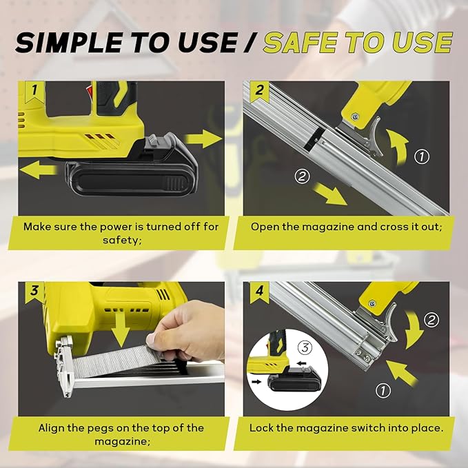 Cordless 18 Gauge Nailer Gun for DeWalt 20V Max Battery, 18 GA 2 in 1 Brad Nailer/Staple Gun with Pack of Nails and Staples Nail Gun for Home Improvement & Woodworking(No Battery)
