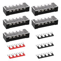 APIELE Screw Terminal Block Covered 5 Position Dual Row 25A 5 Position Pre-Insulated Terminal Barrier Strips (5PCS 25A 5P+5PCS Wiring Strips)