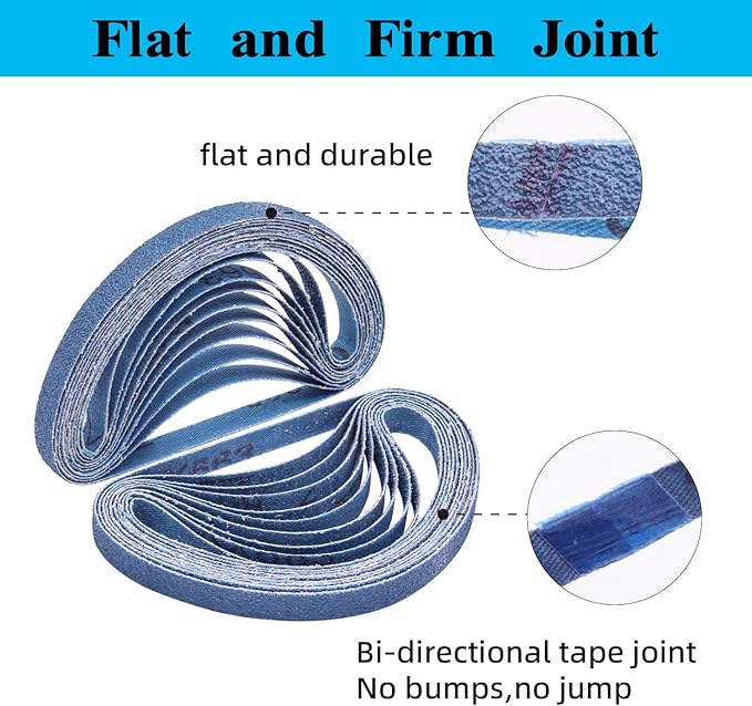35 Pcs 3/8" x 13" Zirconia Sanding Belts for Metal, 3/8x13 Inch Zirconia Belt Sander Sanding Belts, 7 Each of 40/60/80/100/120 Assorted Grits Sanding Belts for Air Belt Sander
