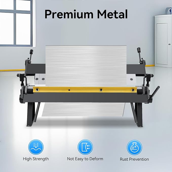 24“ Pan And Box Brake, 0-135° Sheet Metal Brake W-2420A Sheet Metal Bending Brake With 2”, 3“, 4” Removable Fingers Industrial Metal Bender For Carbon Steel Aluminum Copper