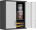 Garage Wall Cabinet Metal Storage Cabinet with Lock Wall Mounted Heavy Duty Steel Tool Cabinet with 2 Doors Hanging Cabinet for Garage Warehouse Bathroom Kitchen,Assembly Required