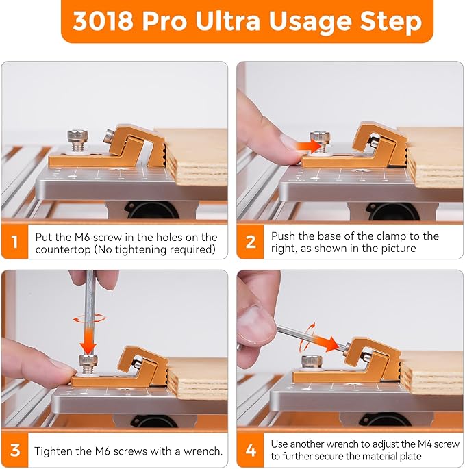 Aluminum Tiger Claw – Compatible with 3018 Pro Max/3018 Pro Ultra CNC Machine, T-Track & Perforated Worktables – Ideal for Secure CNC Machining, Low Profile Side Clamps for CNC Router