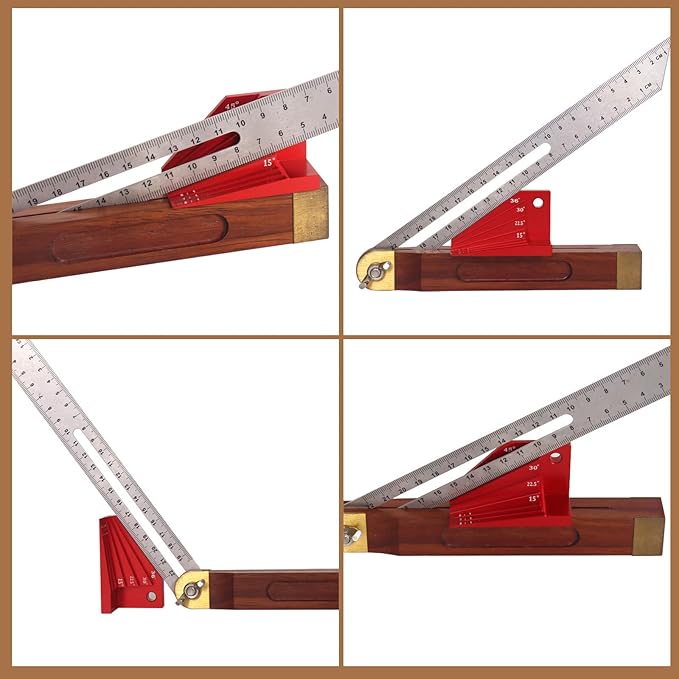 Aluminum Alloy Bevel Gauge Block, Universal Angle Finder for Router and Table Saw Woodworking Angles for 1:6, 1:7, 1:8 Miter Angles of 15°, 22-1/2°, 30°, 36° and 45°