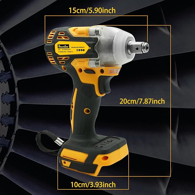 Rhovixster 1/2 Impact Gun, Cordless Impact Wrench Set, 1/2 Torque Impact, Brushless Motor High Torque Impact Guns with Battery and Charger