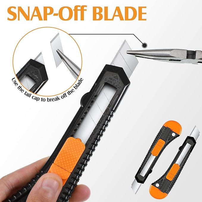Lasnten 150 Pack Box Cutter Retractable Utility Knife 18mm Wide Blade Cardboard Cutter Suitable for Office Art, Craft and Home Use