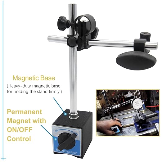 Dial Indicator with Magnetic Base and Point Precision Inspection Set, Dial Test Indicator Precision Measuring Gauge Tools Kit, Long Arm 0-1" Tester Gage Gauge 0.001"