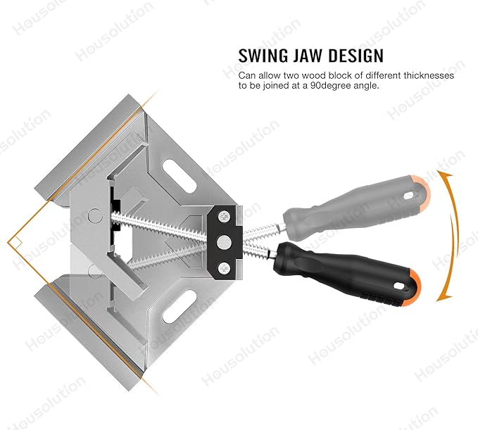 Right Angle Clamp, [2 PACK] Single Handle 90° Aluminum Alloy Corner Clamp, Clamps for Woodworking Adjustable Swing Jaw, Woodworking Tools Photo Frame Vise Holder, Gifts for Men Dad
