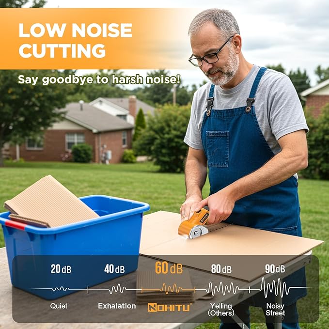 Cordless Electric Scissors: 4V Rechargeable Rotary Cardboard Cutter, 3000mAh Battery, with LED Light, 2 Blades, Box Cutter for Fabric Carpet Carton Plastic Leather Cloth(Yellow)