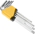 Hex Key Set Allen Wrench Set Ball End Cr-V Steel – 9PCS Metric Allen Wrenches, Chrome Vanadium Steel, 1.5–10mm, 6.7in, Silver Finish, for Furniture Building, Equipment Repairs, DIY Projects
