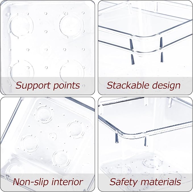 4 PCS Clear Plastic Drawer Organizer, Desk Drawer Divider Organizers and Storage Bins for Makeup, Jewelry, Gadgets for Kitchen, Bedroom, Bathroom, Office (9.0"x6.0"x2.2")