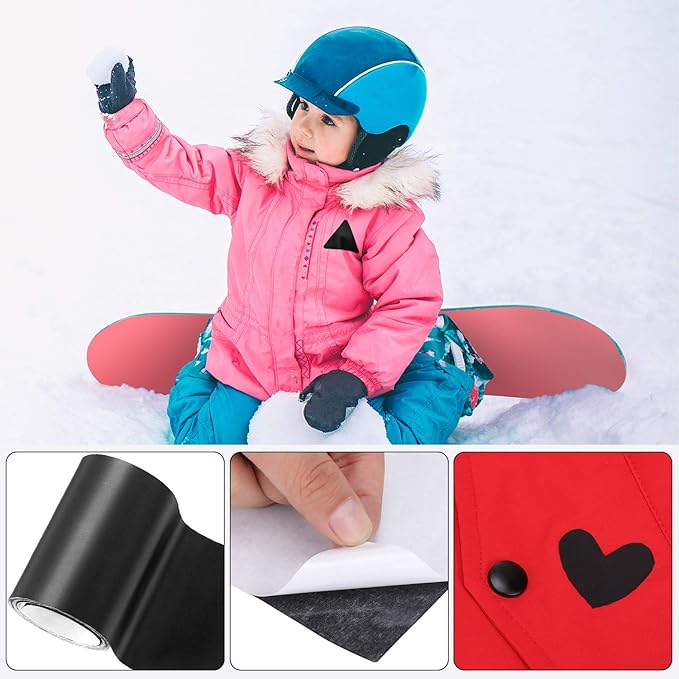 WILLBOND 3x79 Inch Nylon Repair Patches Nylon Patches for Jackets Self Adhesive Repair Tape Waterproof Kit Fabric Clothing Kit for Down Jacket, Tent, Umbrella, Clothes, Bags(Black)