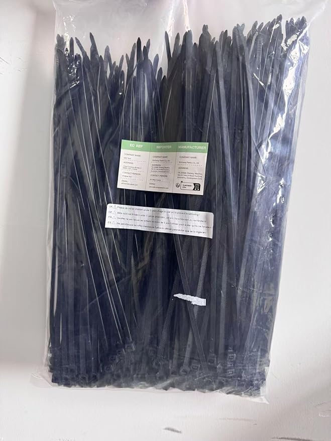 XINGO 8 Inch Black Cable Zip Ties (500 Pack), 40 Lbs Tensile Strength-Heavy Duty, Self-Locking Nylon Plastic Nylon Wire Ties for indoor and outdoor use