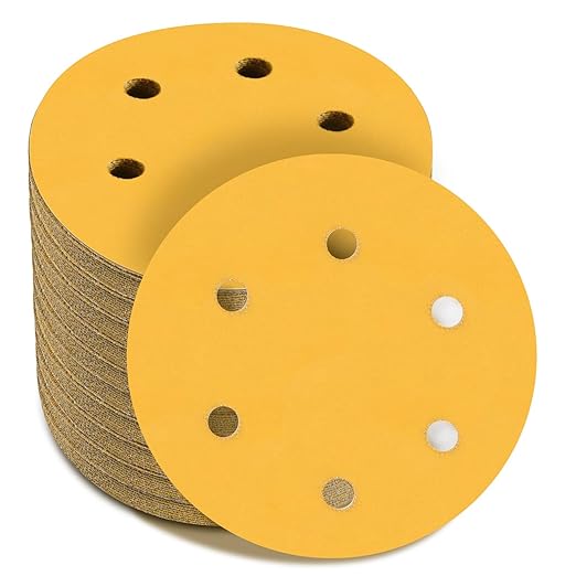 6 Inch - 6 Hole Hook and Loop Sanding Discs 600 Grit, Random Orbital Sandpaper for Automotive and Woodworking - 100 Pack