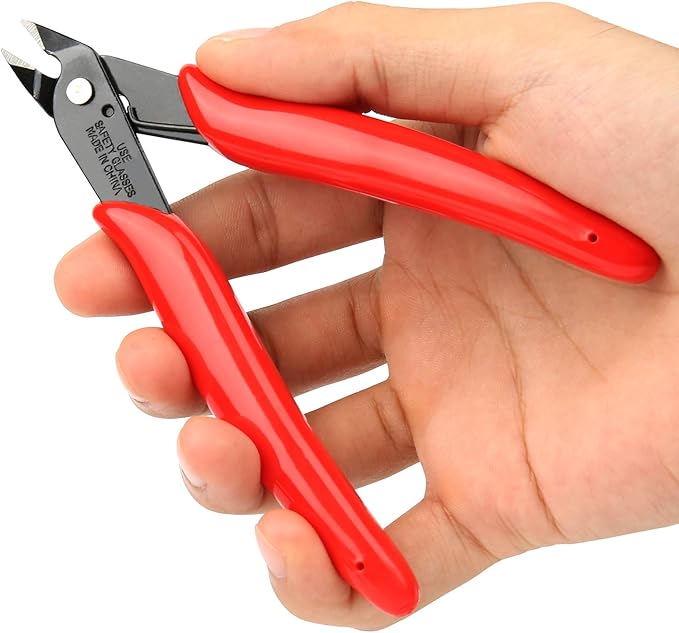 BOENFU Precision Wire Cutters Flush Cutters for 3D Print, Plastic Models, Jewelry Making, Electronics, 5 Inch Small Nippers Sprue Cutter, Red, 2-PCS